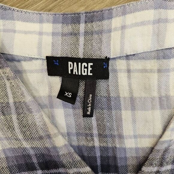 Paige XS Womens Plaid Cropped Top Button down - Picture 5 of 6